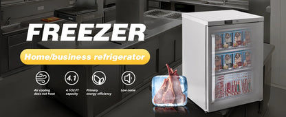 HCK Freezer, Undercounter Refrigerator with Stainless Steel Body, Electronic Temperature Control, Lockable Door, 3 Movable Baske