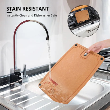 2 Pack Composite Cutting Boards with Handles and Juice Grooves Dishwasher Safe M + L Mom
