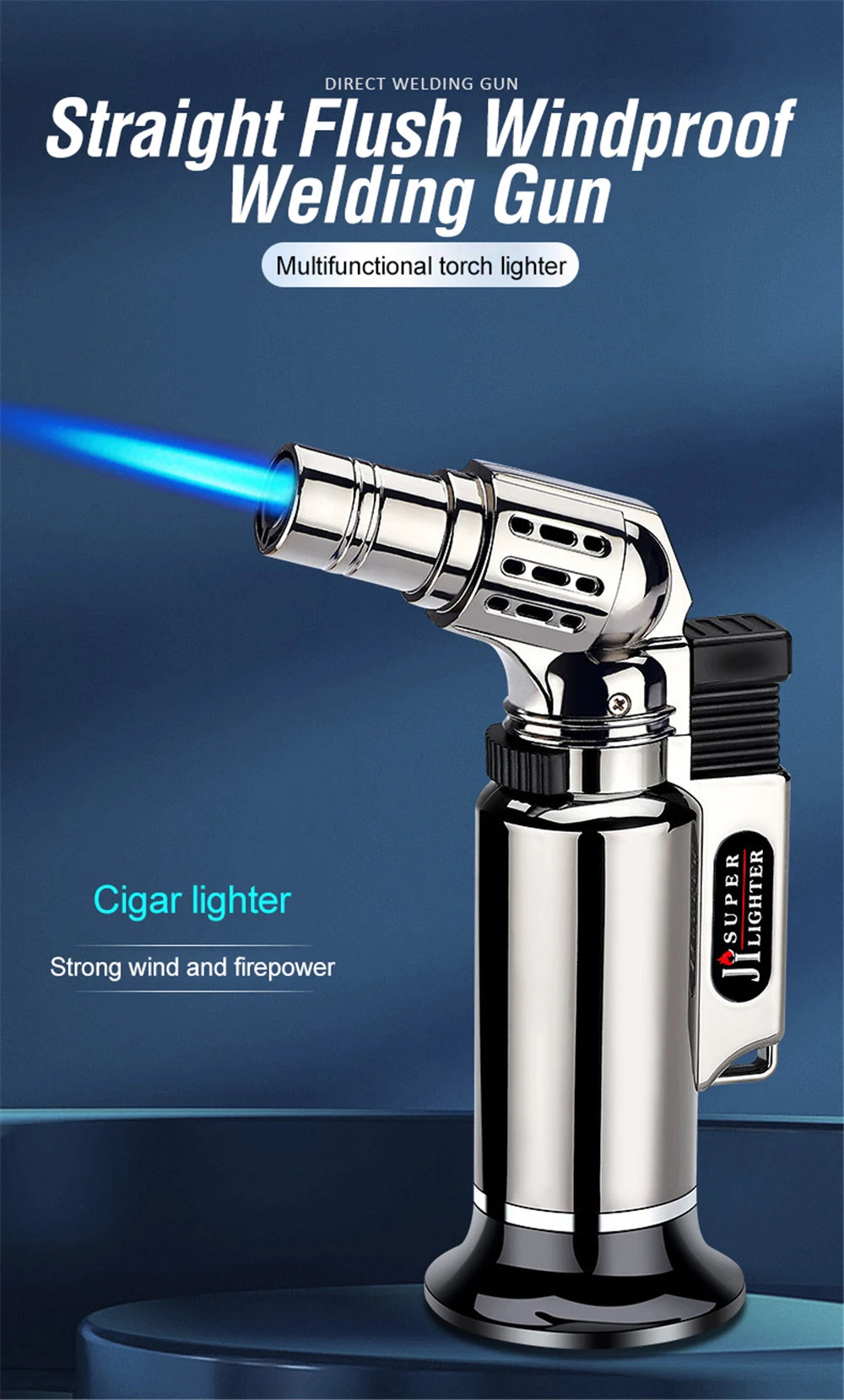 Metal Windproof Turbo Gas Lighters Welding Torch Kitchen Cooking Adjustable Flame Powerful Spray Gun Cigar Lighter For Men Gifts
