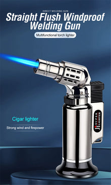 Metal Windproof Turbo Gas Lighters Welding Torch Kitchen Cooking Adjustable Flame Powerful Spray Gun Cigar Lighter For Men Gifts