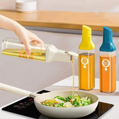 500ml Glass Oil Bottle Opening And Closing Olive Oil Condiment Container Household Kitchen Square Leak-Proof Dispenser Bottle