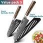 Kitchen Knife Set Professional Chef Knife 7CR17 Germany Stainless Steel Damascus Laser Meat Cleaver Slicing Santoku Cutter Tools