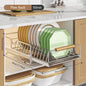 Pull-Out Under Kitchen Sink Organizer Dish Plate Drying Rack, Cabinet Layered Shelf, Pull-Out Basket for Spice Tableware Storage
