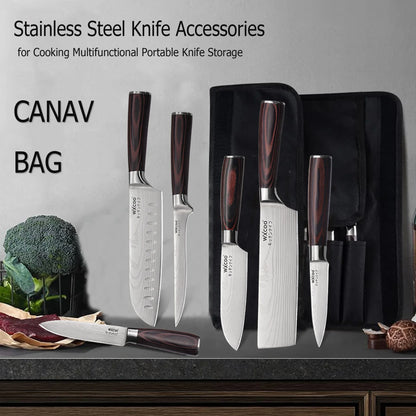 WXCOO Professional Chef Knife Damascus Japanese Stainless Steel Kitchen Boning Knives Set with Roll Canvas Bag