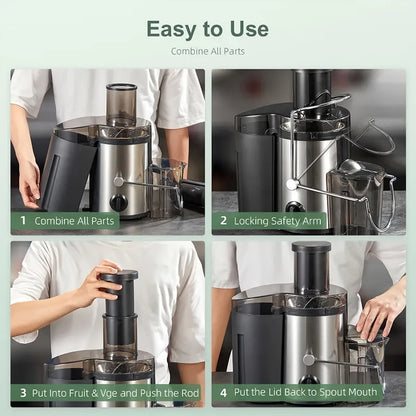 Household and commercial dual-purpose juicer with powerful motor, high-speed output fine andresidue free juice, large capacity machine, material, high temperature resistance, odorless fruit andvegetable fresh pressing juicer