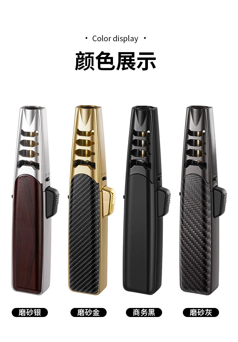 1300° High Power Welding Gun Windproof Turbine Butane Gas Lighter Safety Lock Switch Outdoor BBQ Kitchen Cigar Lighters Smoking