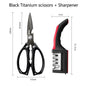 Black Titanium Kitchen scissors Stainless Steel Kitchen Tools with Sharp Blades for Cutting Chicken, Duck and Goose Bones,BBQ