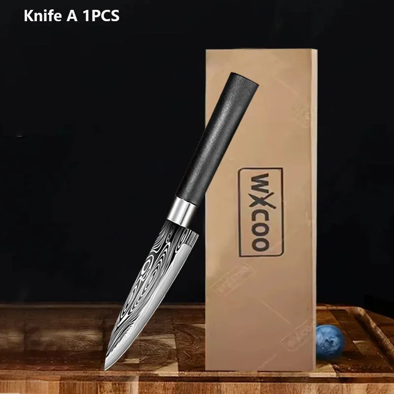 WXCOO Stainless Steel Durable Chef Knife Set Meat Cleaver Fruit Slicing Handmade Forged Kitchen Knife Butcher Knife Scissor