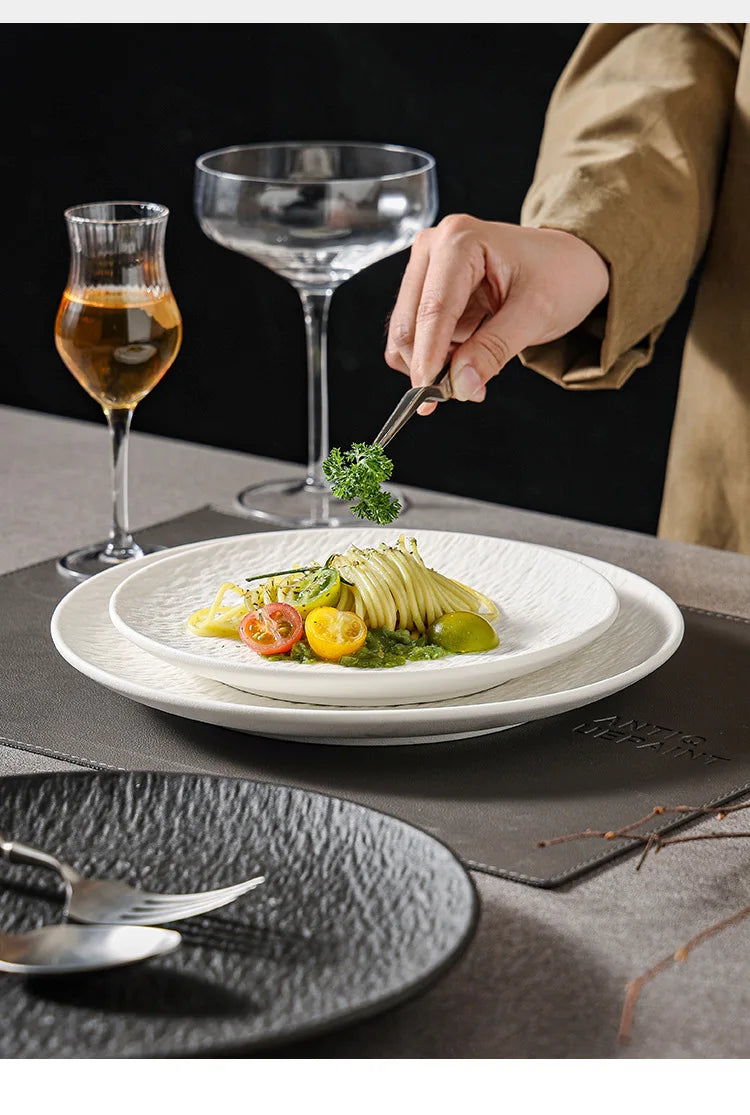 ceramic tableware, steak plates, stone pattern frosted salad plates, fruit plates, restaurant , western food