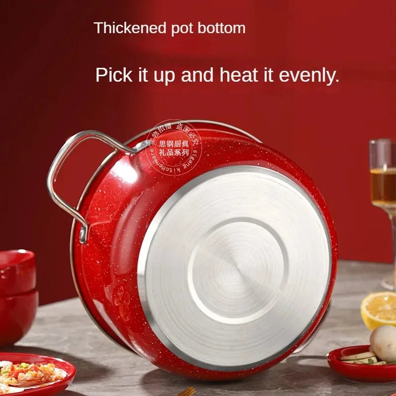 Korean single handle soup stew pot super thick polished non-magnetic bottom nonstick pan ramen pot home food cooking milk pot