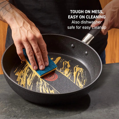 3 Qt Nonstick Saucepan with Lid, Oven Safe to 400°F, Dishwasher Safe, Black