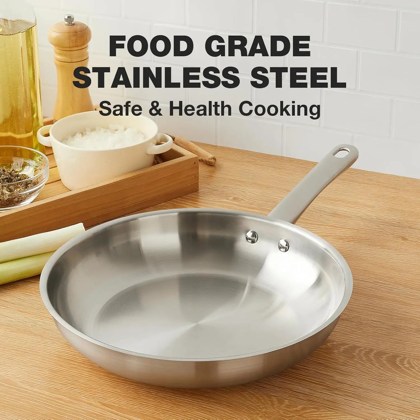 KOCH SYSTEME CS 8inch Frying Pan Stainless Steel Pan for Professional Cooking Uncoated Steak Frying pan omelette pan Induction