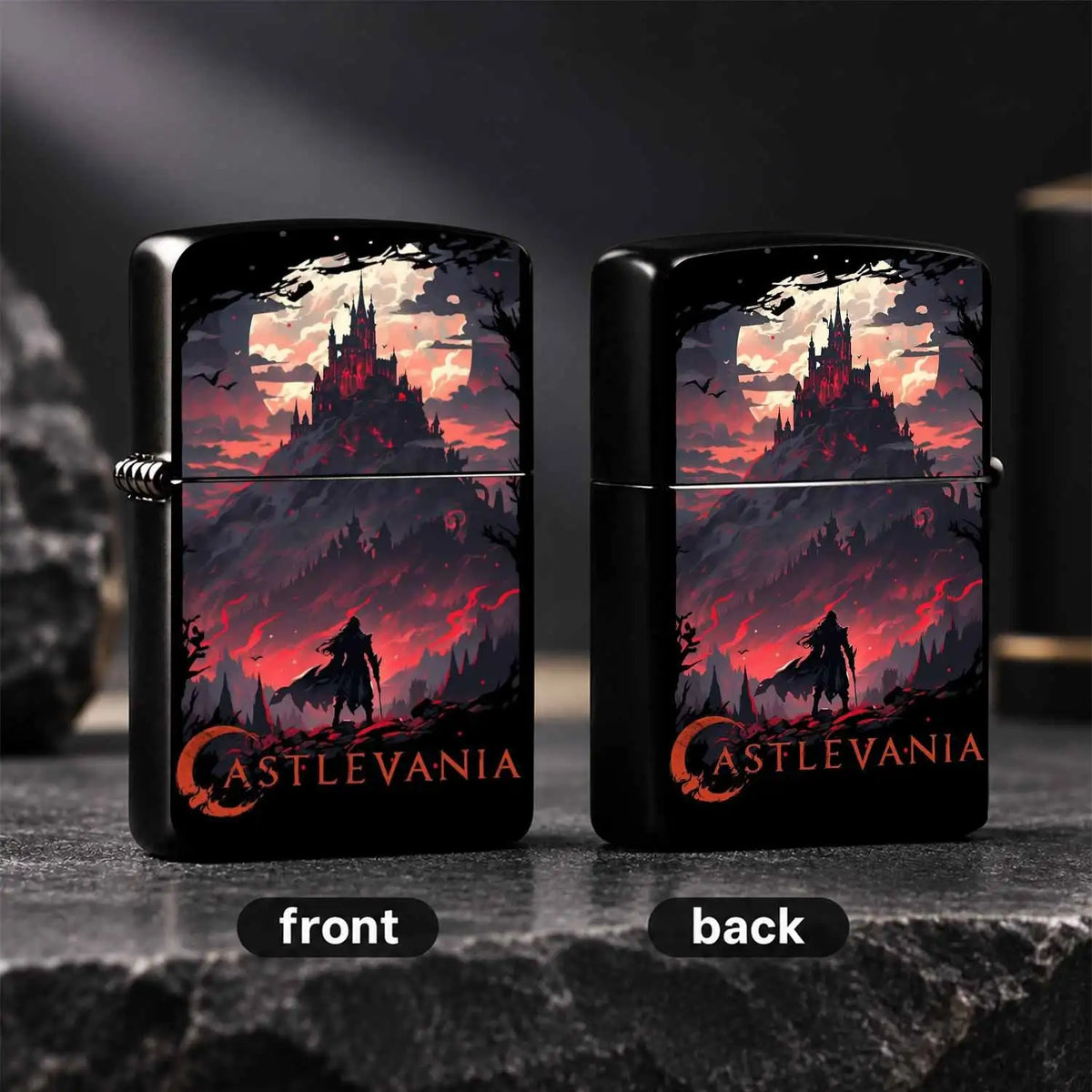 Retro Castlevania Themed Lighter, Dark Gothic Red Moon Castle Creative Peripheral, Portable Multi-Scene Ignition Tool, Unique Collectible Decor, Ideal Gift For Anime Fans, Exquisite Atmospheric Souvenir For Daily Use A Humoro