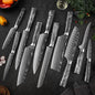 Damascus Pattern Knives Set Stainless Steel Chef Knife Japanese Santoku Knife Boning Knife Meat Cleaver Household Bread Knives