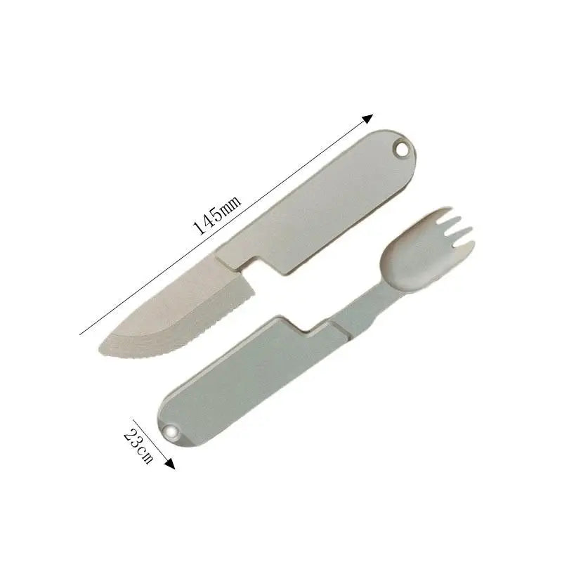 2 In 1 Fork Spoon Outdoor Tableware Multifunction Stainless Steel Flatware Camping Hiking Picnic Utensils Set Combo For Outdoor