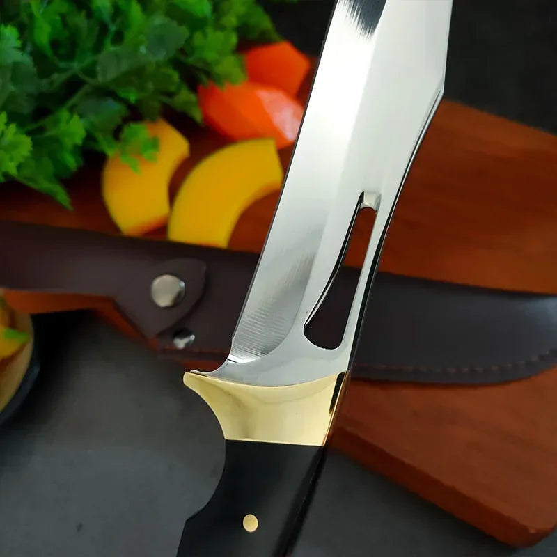 Stainless Steel Professional Butcher Knife Boning Utility Knife Kitchen Forged Handmade Knife Wooden Handle Kitchen Accessories