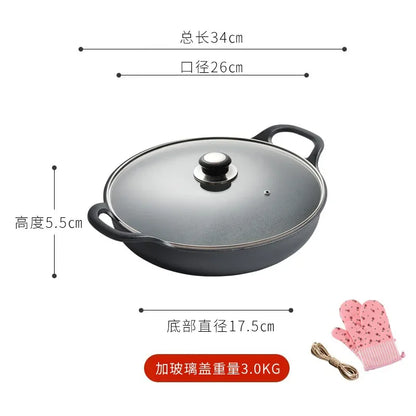 Thickened Cast Iron Skillet Non-coated Non-stick Pan for Household Use Gas And Induction Cooktop Compatible Pancake Skillet