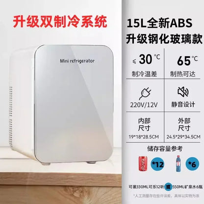 USB/220V Compact Portable Refrigerator for Cars, Dormitories, Beauty Masks, Makeup, and Breast Milk Storage DD