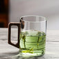 1/2pcs 400ml Glass Cups with Walnut Handle Household Heat-resistant Mug Large Capacity Tea Making Cup Office Drinking Glasses