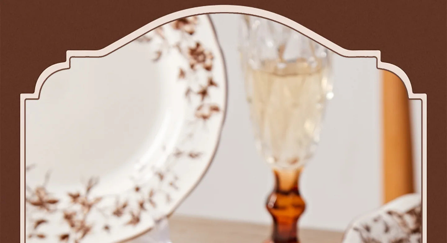 Retro Rose Household Anti-Slip full travel dish set is very luxurious luxury bowl kitchen dinner sets ceramic plates porcelain
