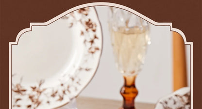 Retro Rose Household Anti-Slip full travel dish set is very luxurious luxury bowl kitchen dinner sets ceramic plates porcelain