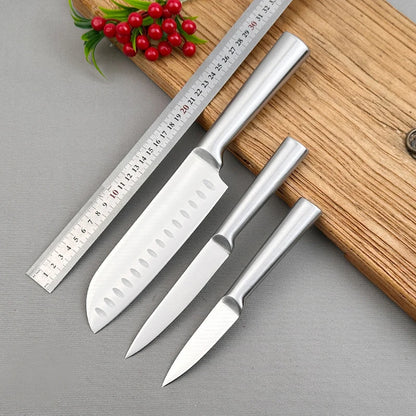 5 Piece Stainless Steel Kitchen Knife Set, Ergonomic Hollow Handle Design, Household Chef Knife for Chopping Carving Slicing
