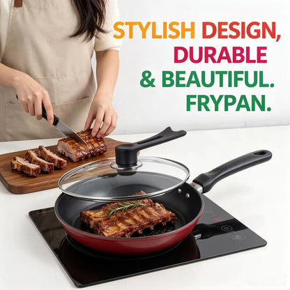 Non-Stick Cast Iron Frying Pan with Lid, Household Non-Stick Oil-Retaining Steak Frying Pan, Pancake Pan, Small Pan, Special Pan for Hand-Grabbed Pancakes, Frying Pan