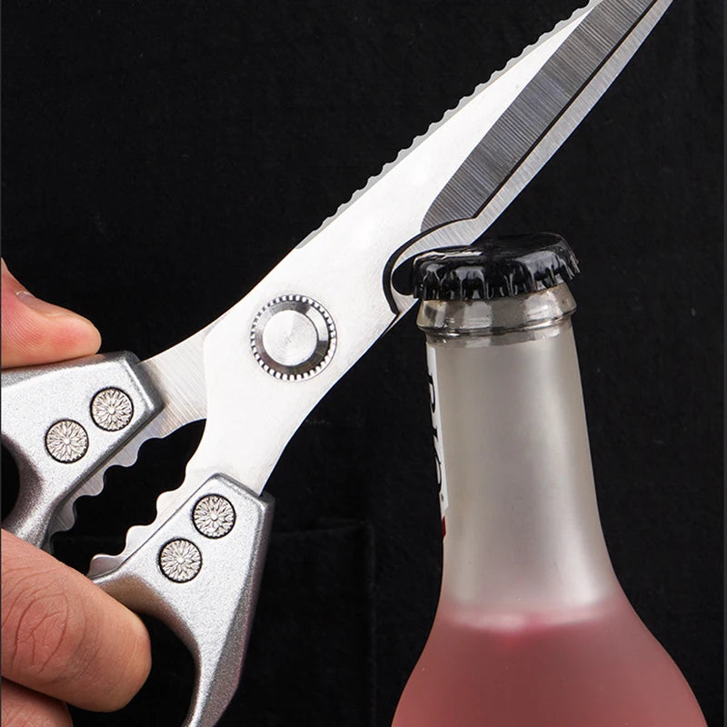 Kitchen Scissors Multi-functional Stainless Steel Aluminum Handle Household Scissors for Cutting Chicken and Fish Special Shears
