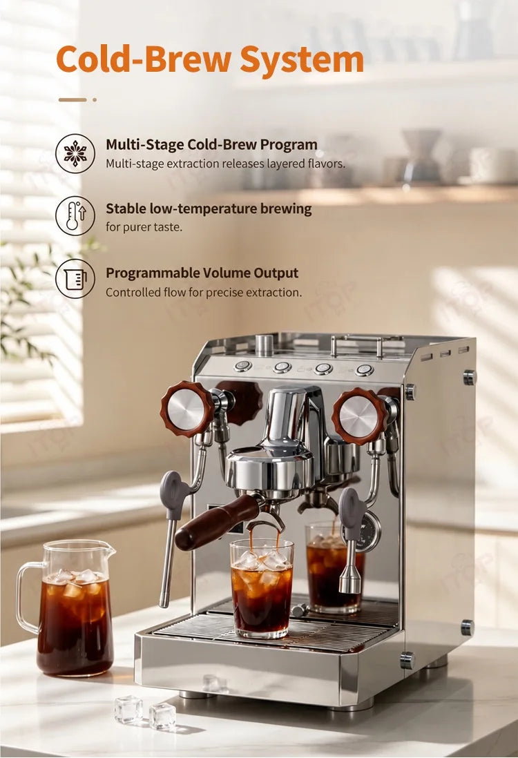 STLF  Hot Selling 58mm Home Espresso Maker, Triple Heating System, Dual Pumps, Home Coffee Maker with Cold Brew Mode