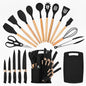 19Pcs Professional Kitchen Knife Set with Silicone Cooking Utensils & CuttingBoard, High Carbon Stainless Steel Chef Knives.
