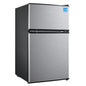 Compact 3.1 Cu Ft Mini Fridge with Freezer for Office/Dorm/Bedroom, Silver Steel, Energy Star Certified, Interior Light Adjusta