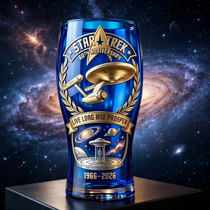 Star Trek USS Enterprise Themed Blue Beer Glass - 1966-2026 Collector's Edition Barware