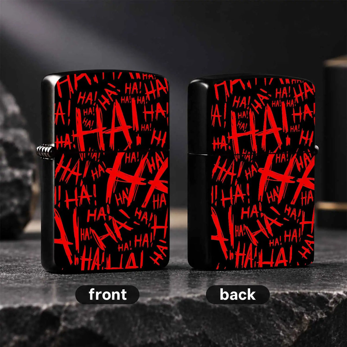 Stylish Fun Red Black Crazy Laugh Graffiti Lighter, Unique Edgy Ha Print Portable Igniter, Versatile For Daily Party Camping Outdoor Activities, Novelty Creative Decorative Lightweight Accessory, Ideal As Thoughtful Gif A Hum
