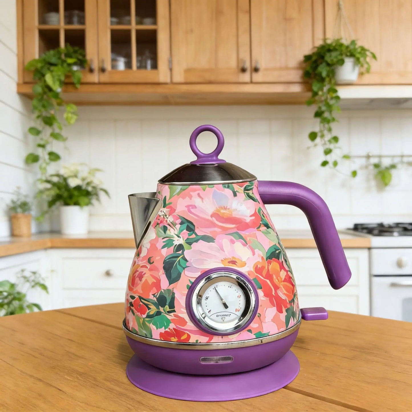 1.7L Retro Electric Kettle 1850W Home Boiling Kettle With Temperature Display Automatic Power Off 304 Stainless Steel Teapot
