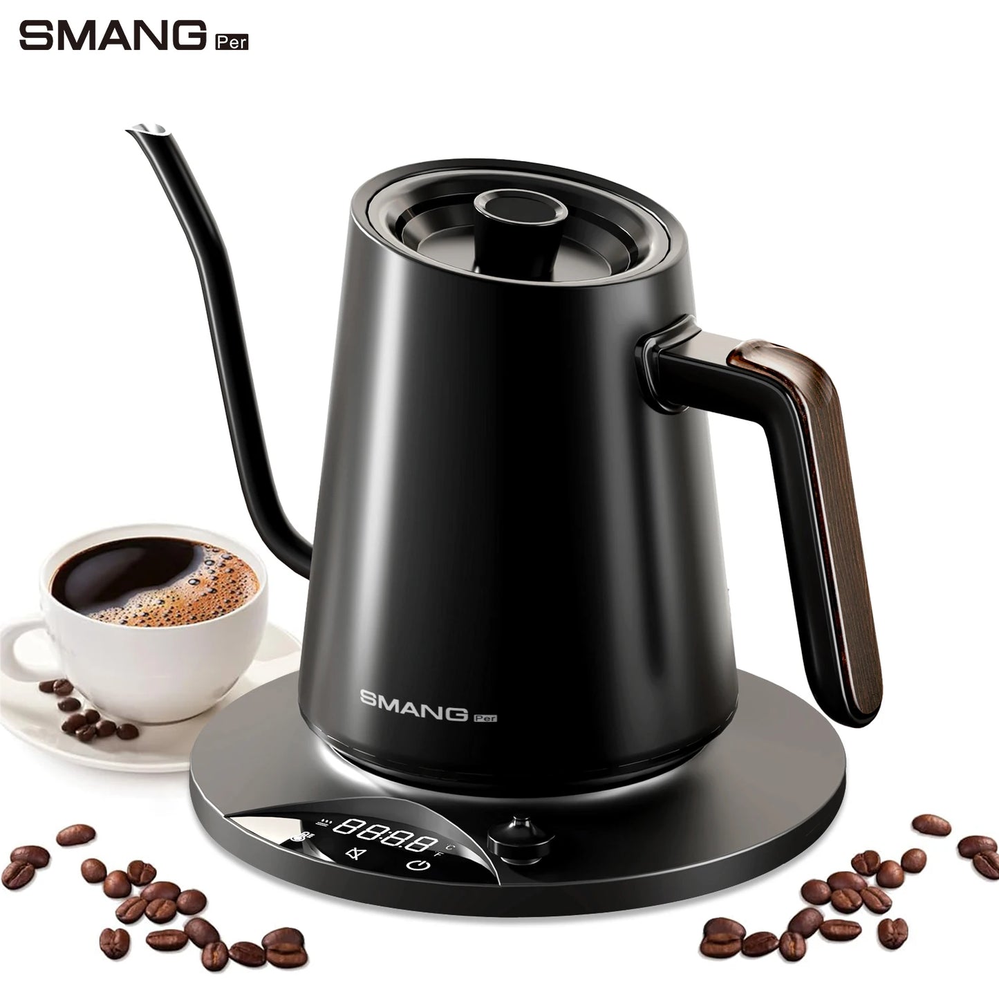 SMANG Gooseneck Electric Kettle 0.9L 1200W Intelligent Temperature Control Kettle Pour Over coffee Kettle Tea & Boiling Water