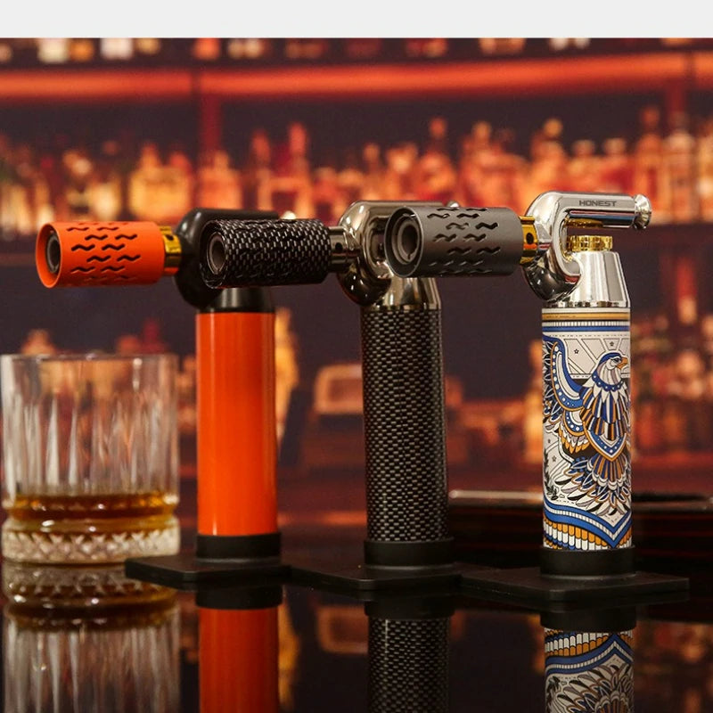 HONEST High Temperature Welding Gun 2 Types Of Flames Butane Gas Turbine Torch Lighter Outdoor BBQ Kitchen Cigar Lighters Gadget