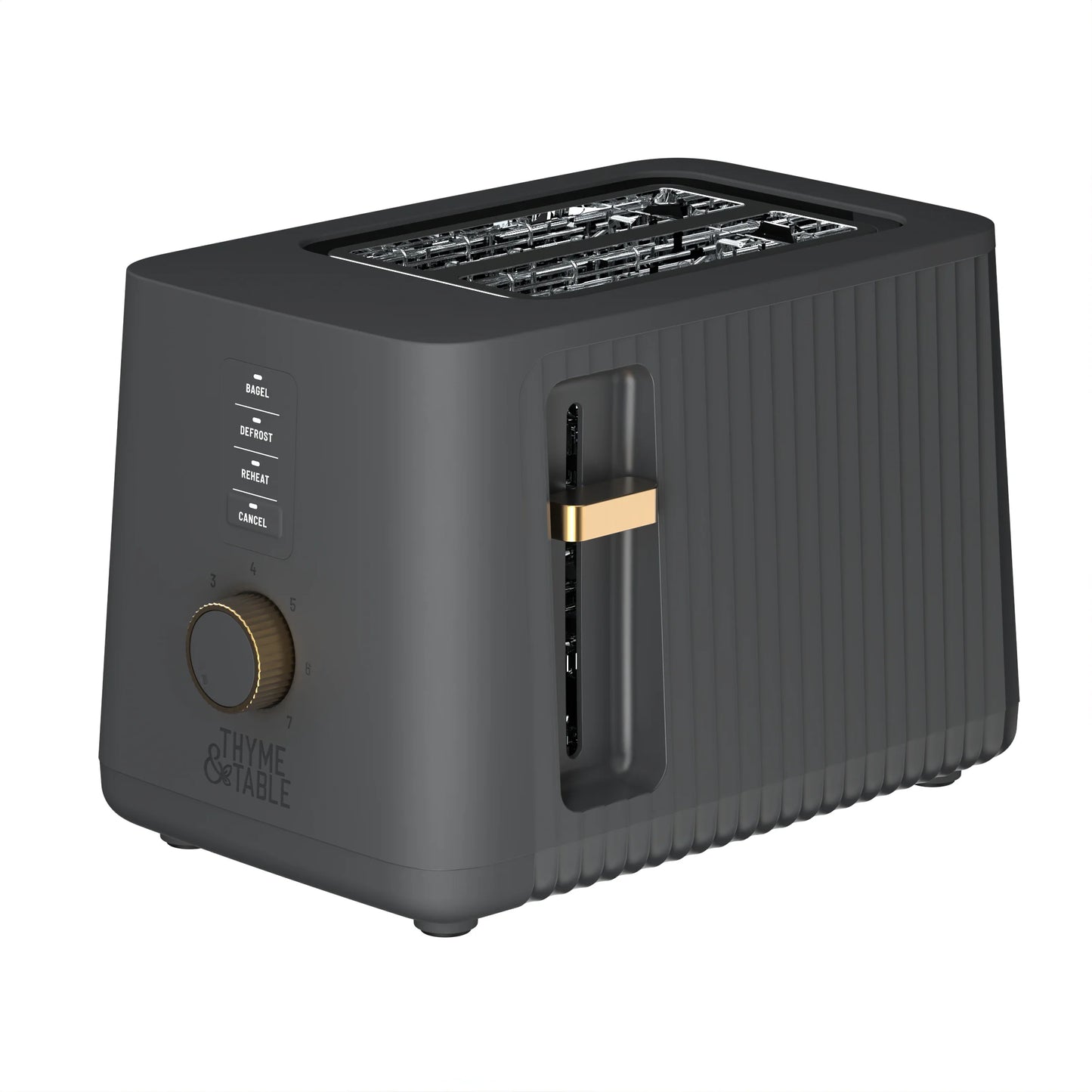 Thyme & Table 2-Slice Toaster, Extra-Wide Slots with Removable Crumb Tray, Sand White