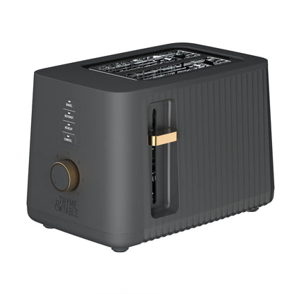Thyme & Table 2-Slice Toaster, Extra-Wide Slots with Removable Crumb Tray, Sand White
