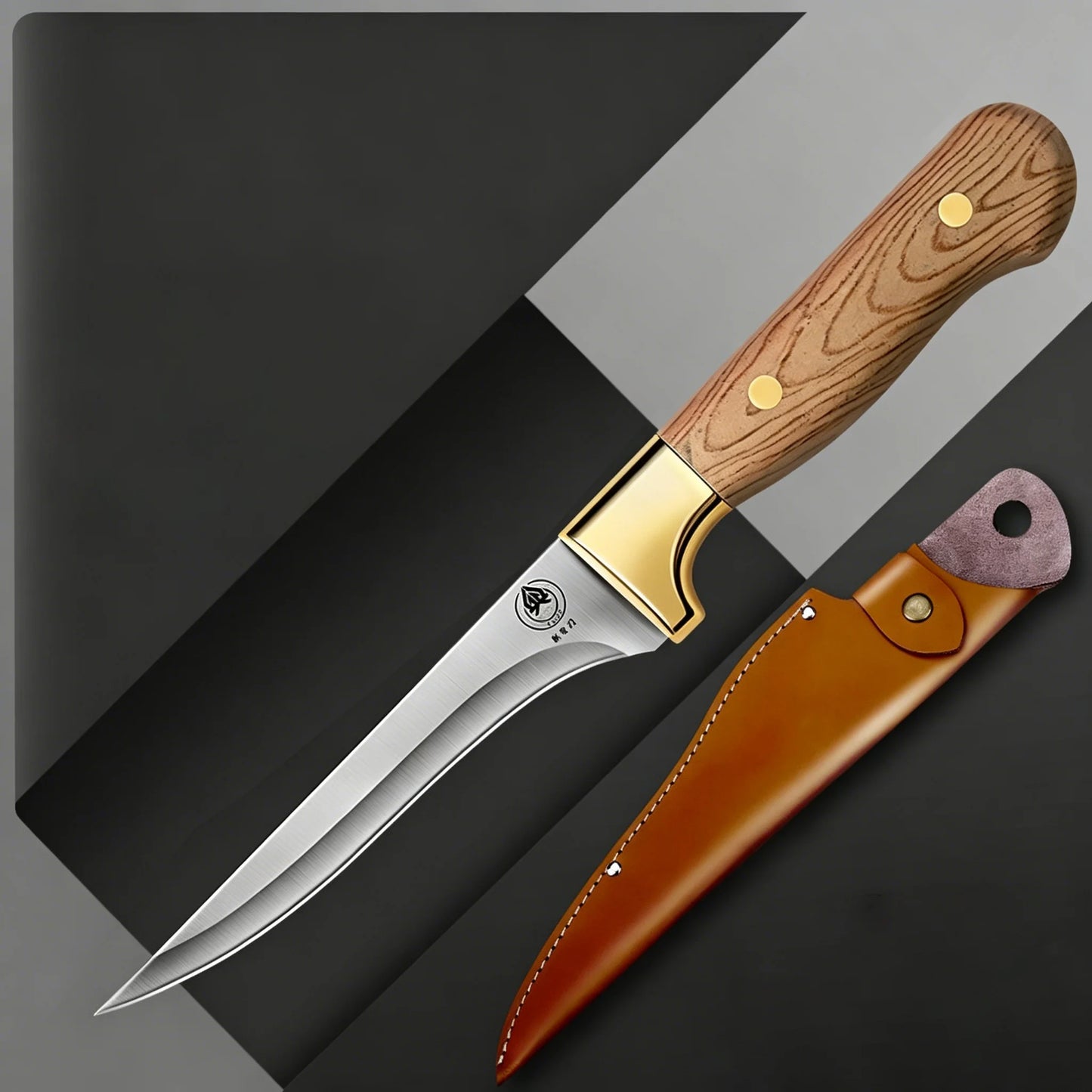 1/3 set kitchen butcher knife set, with leather sheath, stainless steel bone remover, kitchen knife for cutting meat and cooking