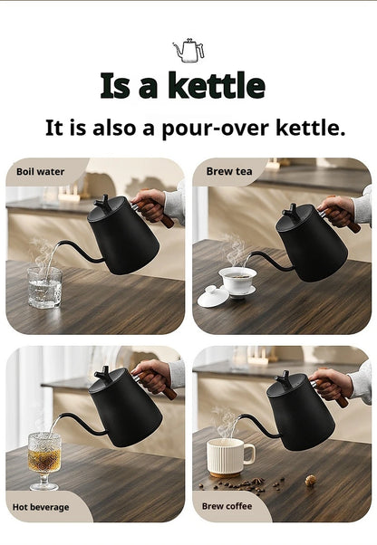 Gooseneck Electric Kettle 1L: Smart Temp Control for Pour-Over Coffee, Fast Boil Stainless Steel, 110V & 220V