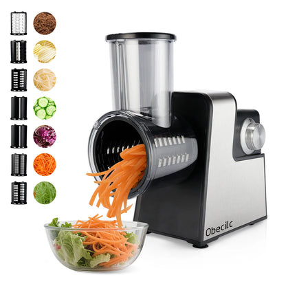 300W 7 in 1 Automatic Electric Vegetable Cutter Salad Shooter Slicer Shredder Grater for Cheese Carrot Cabbage Home Kitchen Food Prep Machine