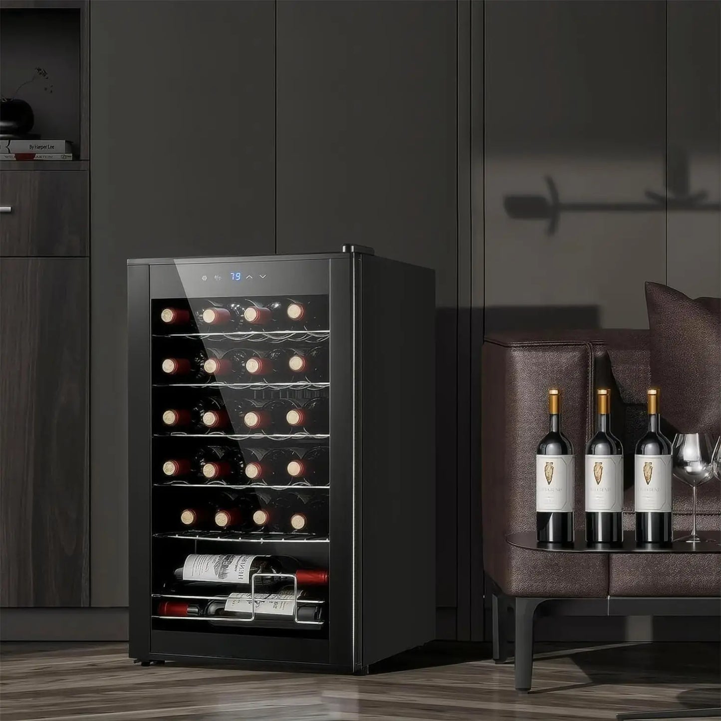 24 Bottle Built in Cooler Cabinet Stainless Steel Electric Freestanding Wine Refrigerators for Household
