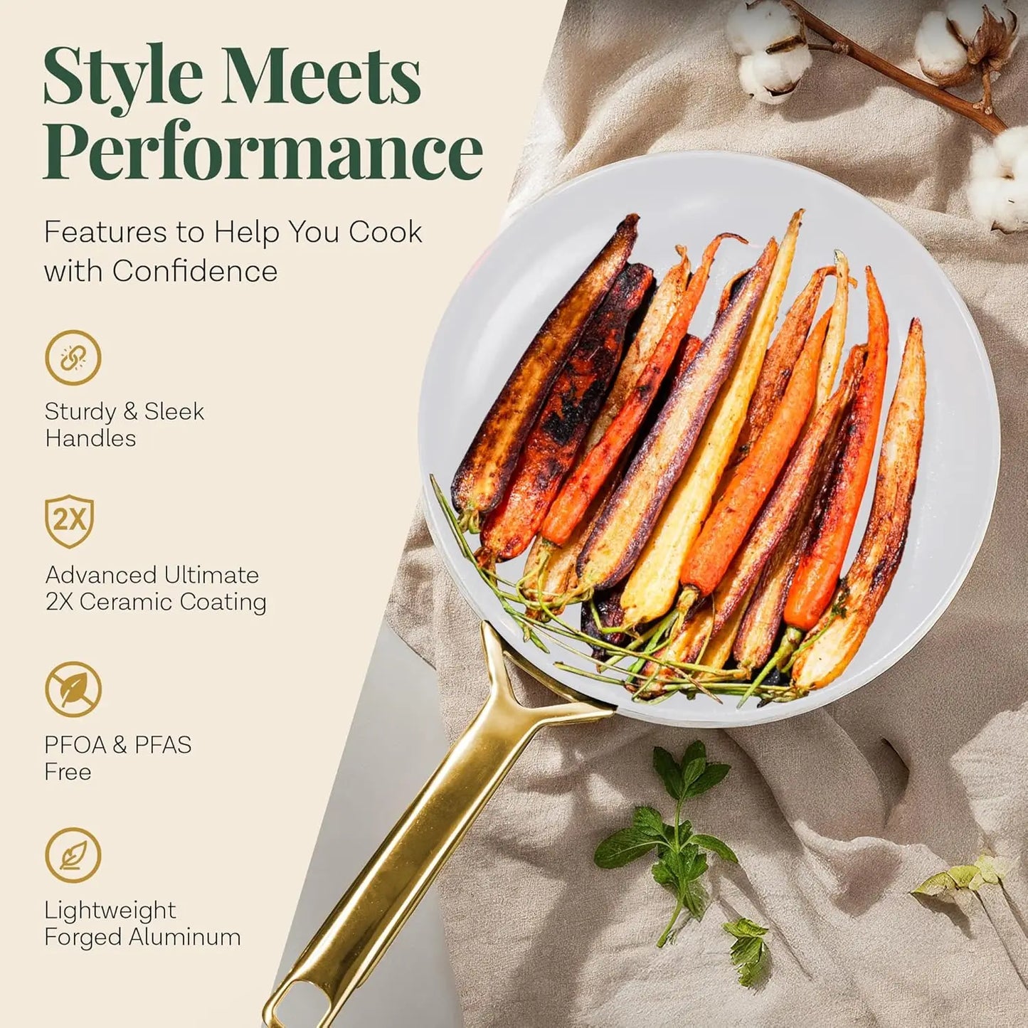 11 Pc Ceramic Cookware Set with Nonstick Coating, Induction Ready Pots and Pans with Steamer