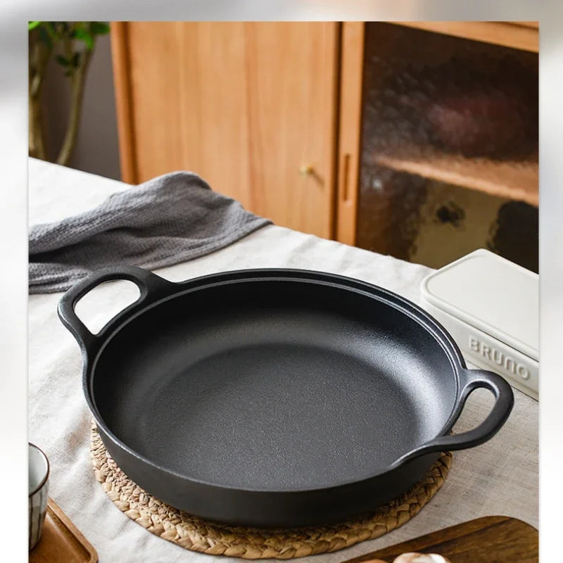 Thickened Cast Iron Skillet Non-coated Non-stick Pan for Household Use Gas And Induction Cooktop Compatible Pancake Skillet