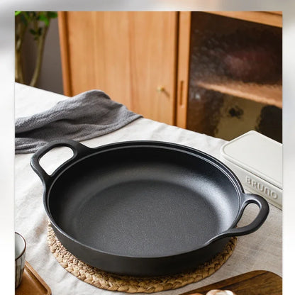 Thickened Cast Iron Skillet Non-coated Non-stick Pan for Household Use Gas And Induction Cooktop Compatible Pancake Skillet