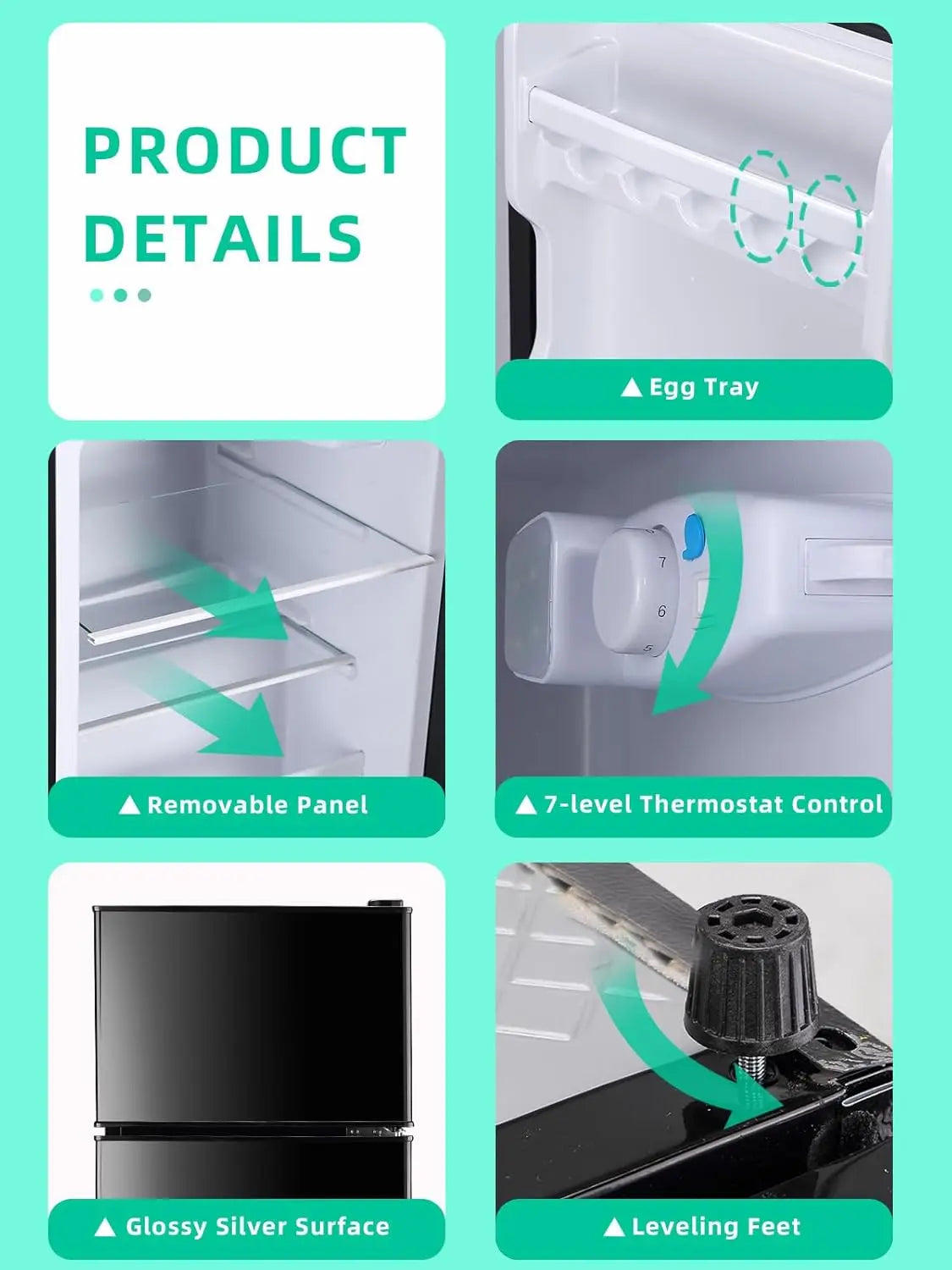 Refrigerator with Freezer 3.8 Cu.Ft with 7 Level Adjustable Thermostat Control 2 Door Lock Fresh Energy Saving Top-Freezer Refri