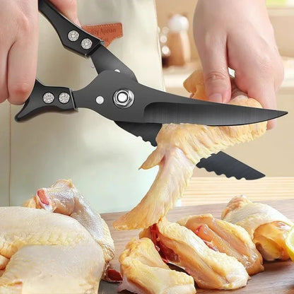 1pc Kitchen Scissors, Powerful Chicken Bone Scissors, Black Titanium Multifunctional Scissors for Bone Cutting
