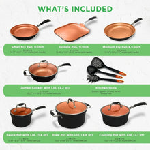 14Piece Nonstick Kitchen Cookware Set for Home Cooking and Professional Use PFOA PFOSFree Copper and HardAnodized Construction