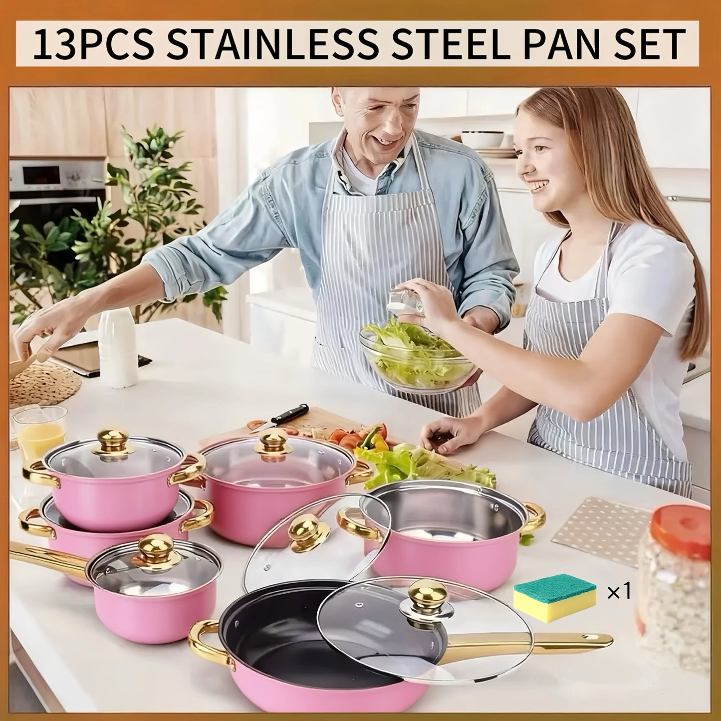 13pcs Tri-Ply Stainless Steel Cookware Set with Lids, Pots And Pans Kitchen Set, Induction-Ready, Pots And Pans Set, Induction