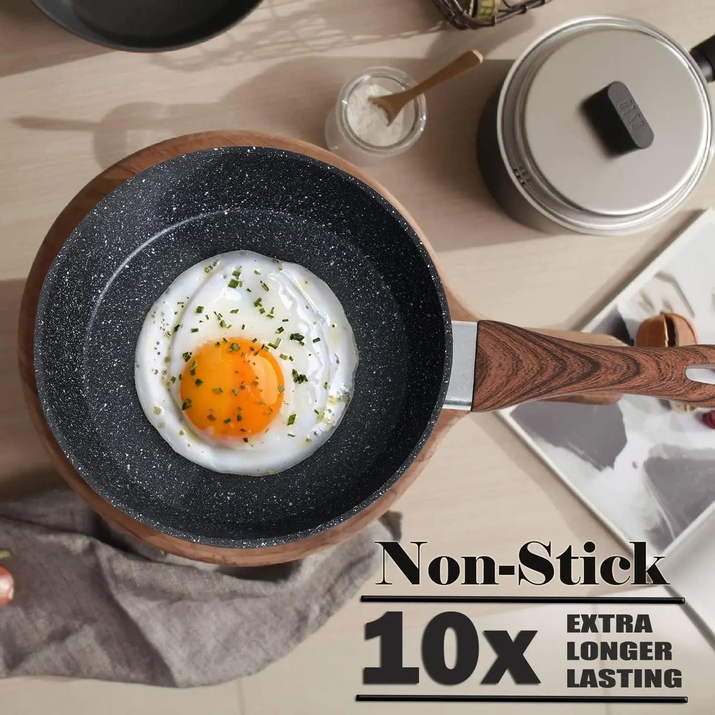 12 Piece Nonstick Granite Cookware Set, Induction Compatible Pots and Pans, Healthy PFOS/PFOA Free, Black